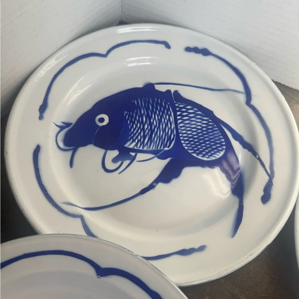 Vintage Goldfish Brand Koi Enamel set